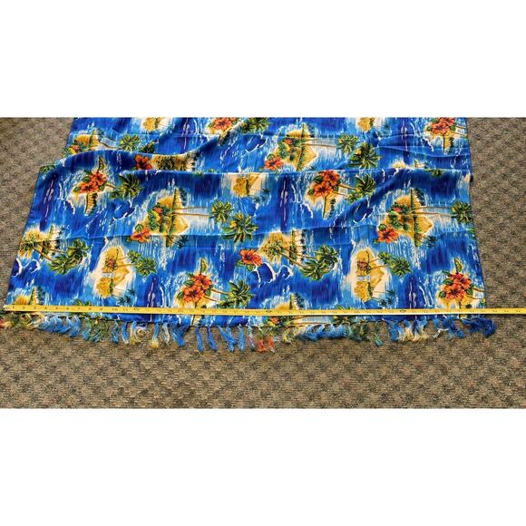 Vintage Tropical Scarf Sarong Beach Vacation Tiki Fringed Tiki Luau Maximalist - Picture 2 of 5